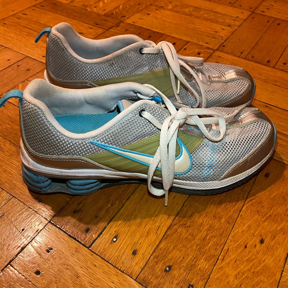 Nike Silver and Blue Athletic Shoes